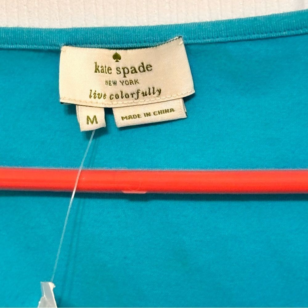 Kate Spade | Women’s Blue Cammy Tank Turquoise Cotton Decorative Bows Top M - Picture 9 of 16
